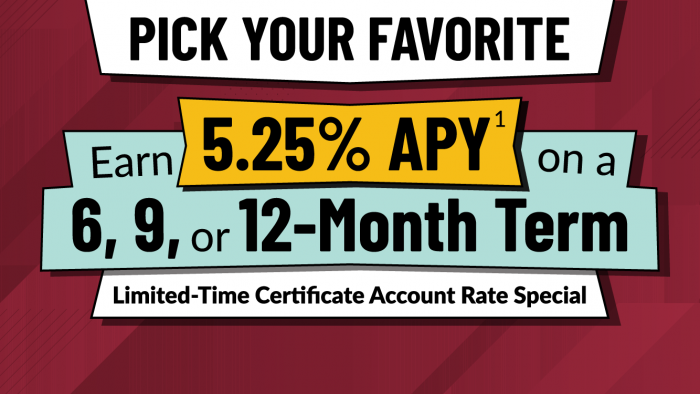 5.25% APY Certificate Account Rate Special