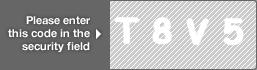captcha code for visual authentication  letter T number 8 letter V number 5