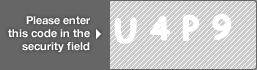 captcha code for visual authentication  letter U number 4 letter P number 9