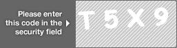 captcha code for visual authentication  letter T number 5 letter X number 9
