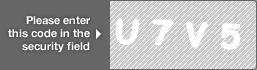 captcha code for visual authentication  letter U number 7 letter V number 5
